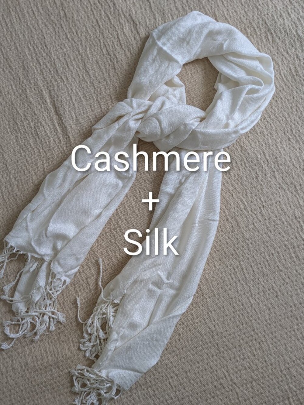 Ivory Pashmina Silk Blend Wrap Scarf